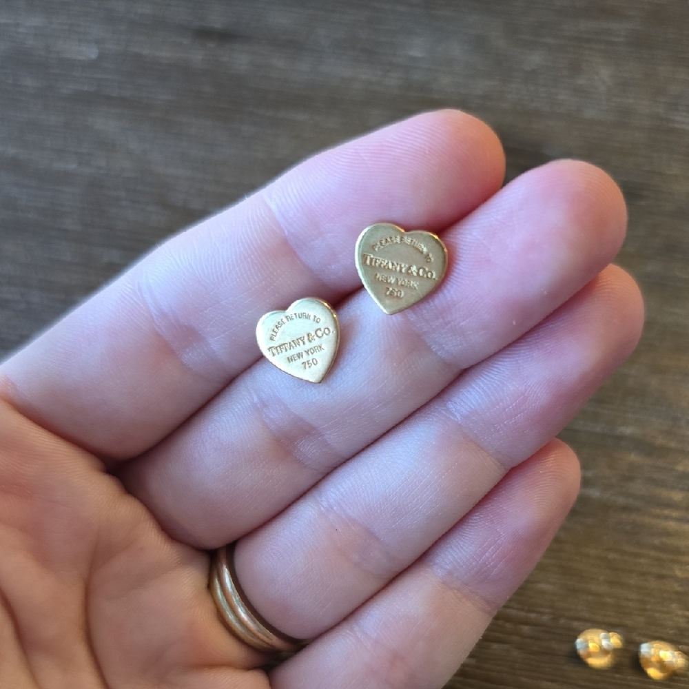 Tiffany & Co. Gold Heart Stud Earrings
